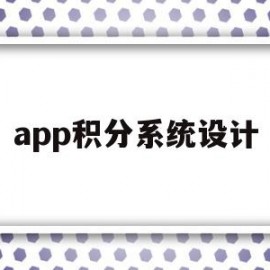 app积分系统设计(积分管理系统软件有哪些)