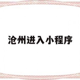 沧州进入小程序(进出沧州)