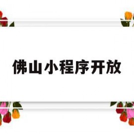 佛山小程序开放(佛山小程序制作公司排行)