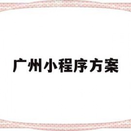 广州小程序方案(广州小程序软件开发)