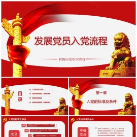 红色党员入党流程培训课件PPT模板下载