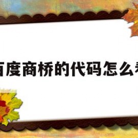百度商桥的代码怎么看(百度商桥手机版站点设置是什么)