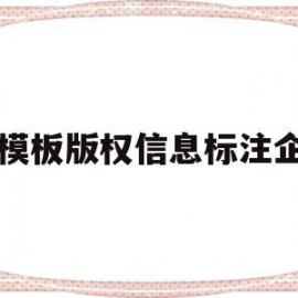 vs模板版权信息标注企业的简单介绍