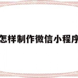 怎样制作微信小程序(怎样制作微信小程序自己的页面)