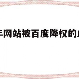 关于三年网站被百度降权的血泪史的信息