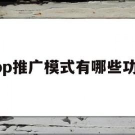app推广模式有哪些功能(app的推广模式一般有哪些)