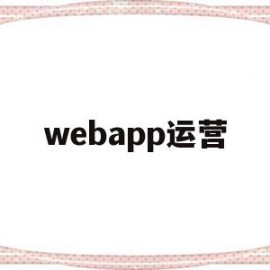 webapp运营(webapp前景)
