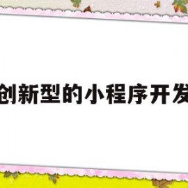 创新型的小程序开发(创新型的小程序开发方法)