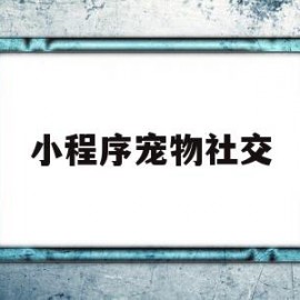 小程序宠物社交(微信小程序社交软件)
