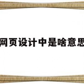 网页设计中是啥意思(网页设计中是啥意思呀)
