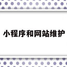 小程序和网站维护(小程序网站维护专员)