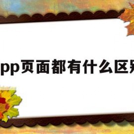 app页面都有什么区别(app页面是网页吗)