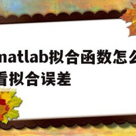 matlab拟合函数怎么看拟合误差(matlab怎么看拟合效果)