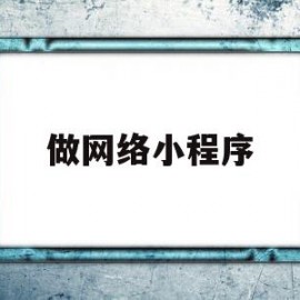 做网络小程序(网络小程序怎么做)