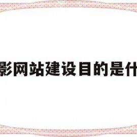 摄影网站建设目的是什么(邮政网站建设的目的是什么)