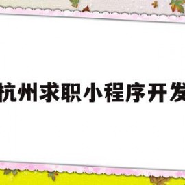 杭州求职小程序开发(杭州招聘小程序开发外包平台)