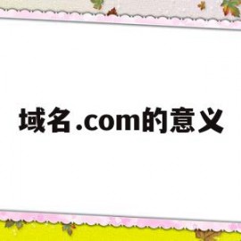 域名.com的意义(域名com指什么意思)