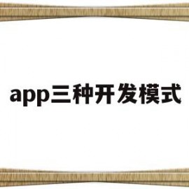 app三种开发模式(手机软件开发模式)