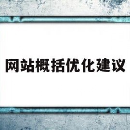网站概括优化建议(网站概括优化建议是什么)