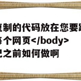 将复制的代码放在您要跟踪的每个网页标记之前如何做啊的简单介绍