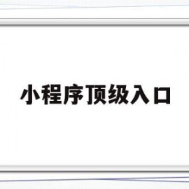 小程序顶级入口(小程序入口的方式有几种)