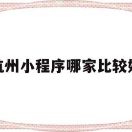 杭州小程序哪家比较好(小程序怎么推广会比较好)