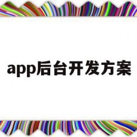 app后台开发方案(app后端用什么开发)