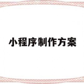 小程序制作方案(小程序制作方案书)