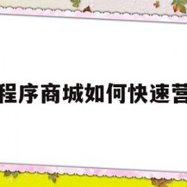 小程序商城如何快速营运(小程序商城如何快速营运商品)