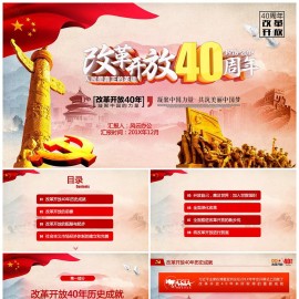 改革开放40周年之路解读PPT模板下载