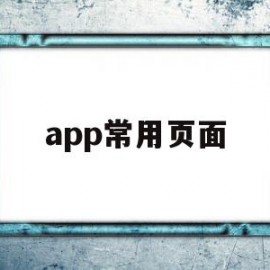 app常用页面(app页面专业术语)