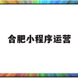合肥小程序运营(合肥制作小程序的公司)