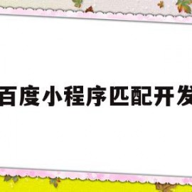 百度小程序匹配开发(百度小程序匹配开发工具)