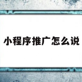 小程序推广怎么说(小程序推广文案怎么写)