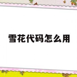 雪花代码怎么用(雪花idc怎么添加模板)