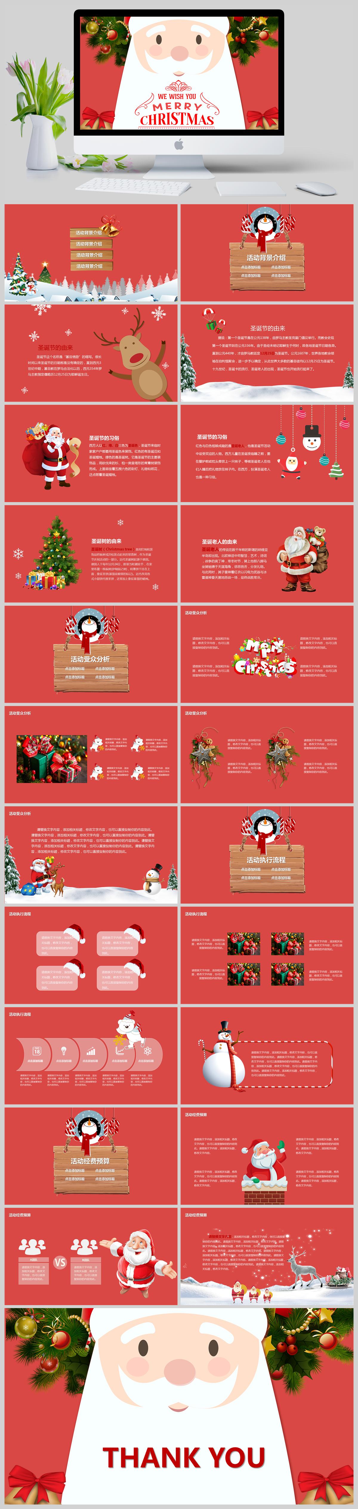 圣诞老人圣诞节节日来历文化介绍PPT模板下载
