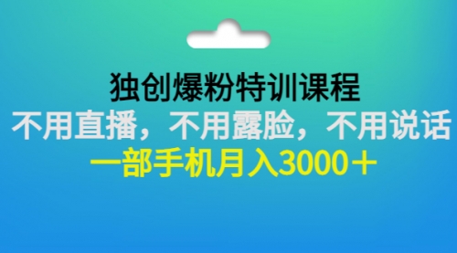 独创爆粉特训课程:不用直播,不用露脸,不用说话 一部手机月入3000+,第1张 独创爆粉特训课程:不用直播,不用露脸,不用说话 一部手机月入3000+,第1张