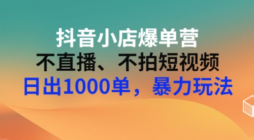 抖音小店爆单营:不直播、不拍短视频、日出1000单,暴力玩法(价值2980元),视频,第1张 抖音小店爆单营:不直播、不拍短视频、日出1000单,暴力玩法(价值2980元),视频,第1张