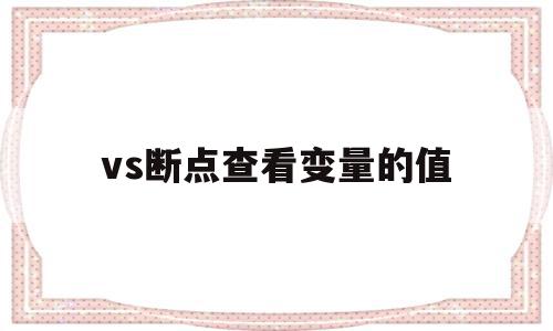 vs断点查看变量的值(vs设置断点查看变量值)