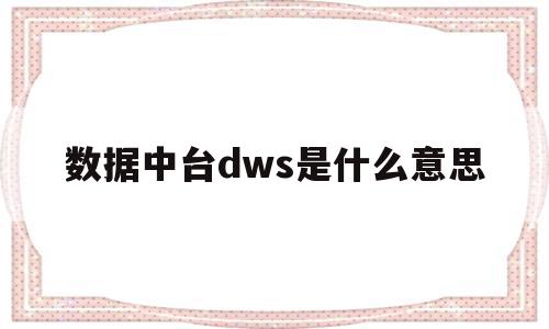 数据中台dws是什么意思(什么是数据中台 和dw区别),数据中台dws是什么意思(什么是数据中台 和dw区别),数据中台dws是什么意思,信息,采集,管理系统,第1张