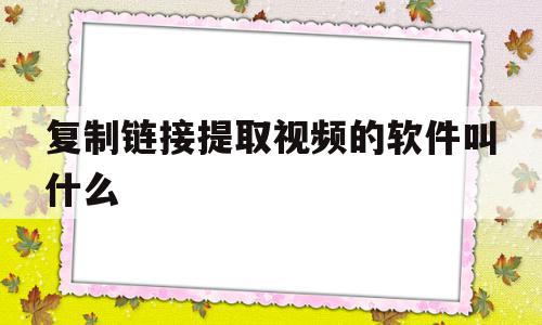 复制链接提取视频的软件叫什么(复制视频链接提取音频软件)