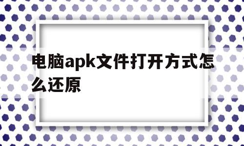 电脑apk文件打开方式怎么还原(电脑如何打开apk文件格式)