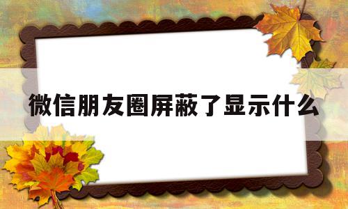 微信朋友圈屏蔽了显示什么(微信朋友圈屏蔽了显示什么图片),微信朋友圈屏蔽了显示什么(微信朋友圈屏蔽了显示什么图片),微信朋友圈屏蔽了显示什么,微信,跳转,免费,第1张