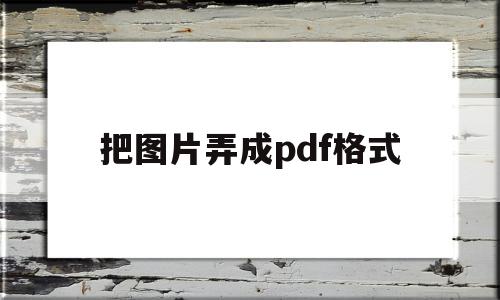 把图片弄成pdf格式(把图片弄成pdf格式的软件)