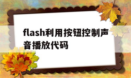 flash利用按钮控制声音播放代码(flash中怎么用按钮控制动画的播放停止)