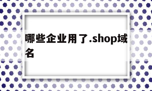 哪些企业用了.shop域名(哪些企业用了shop域名注册),哪些企业用了.shop域名(哪些企业用了shop域名注册),哪些企业用了.shop域名,信息,百度,营销,第1张