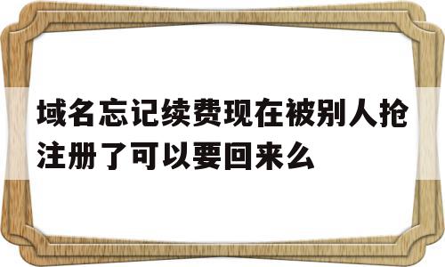 域名忘记续费现在被别人抢注册了可以要回来么的简单介绍,域名忘记续费现在被别人抢注册了可以要回来么的简单介绍,域名忘记续费现在被别人抢注册了可以要回来么,信息,投资,网站建设,第1张