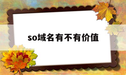 so域名有不有价值(so域名为什么那么贵)