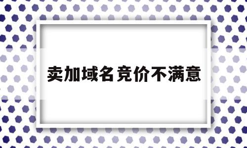 卖加域名竞价不满意的简单介绍