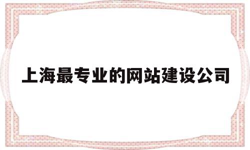 上海最专业的网站建设公司(上海最专业的网站建设公司排名)